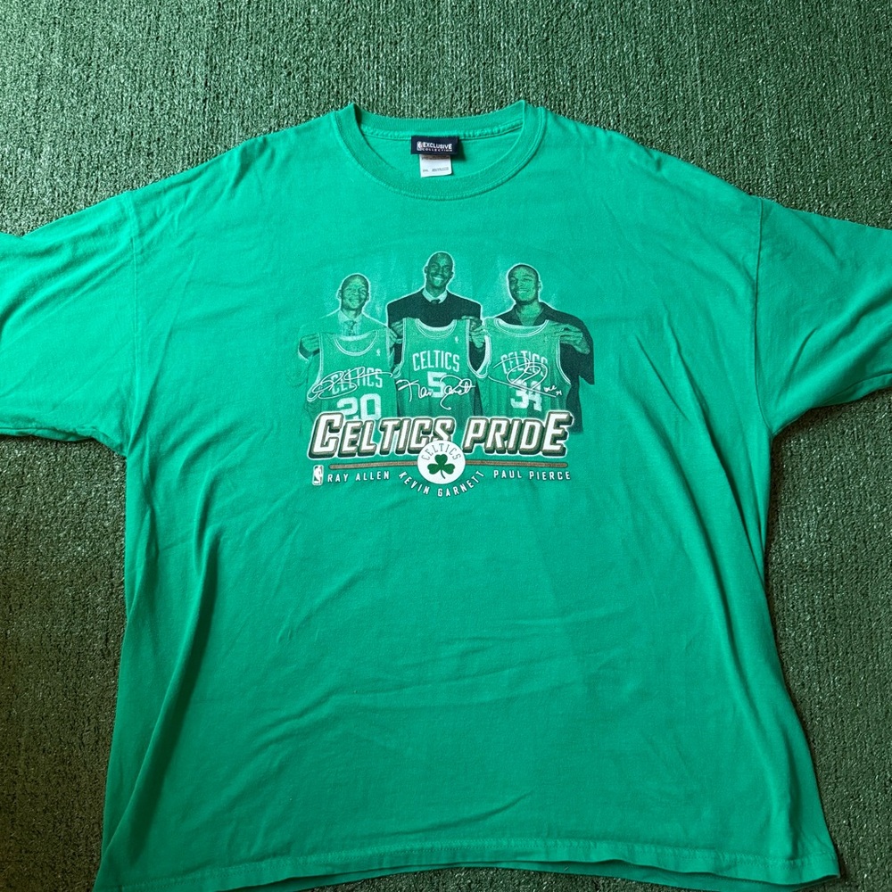 Vintage Boston Celtics Pride Big 3 T-shirt featuring KG, Pierce, & Ray Allen 2XL